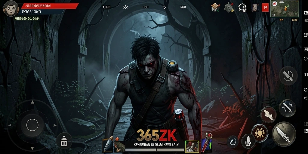 Screenshot gameplay 365ZK menampilkan momen menegangkan di kegelapan.