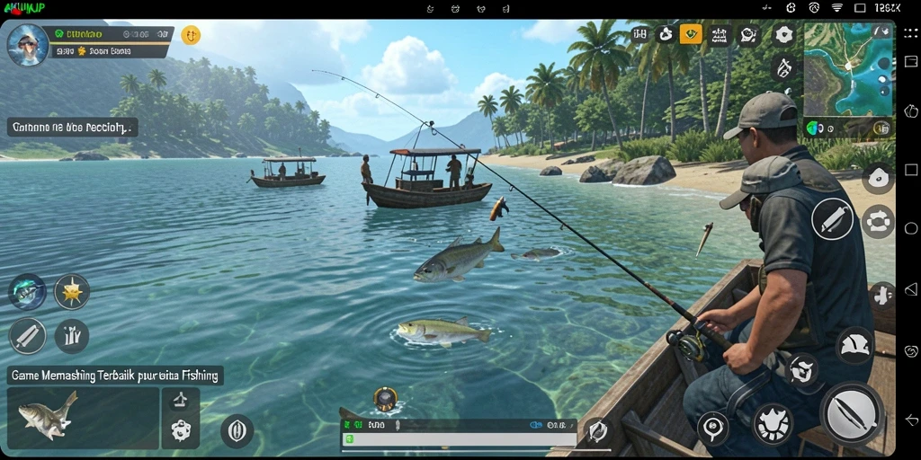 Tampilan menarik dari gameplay AKUNJP dengan aksi memancing yang seru.