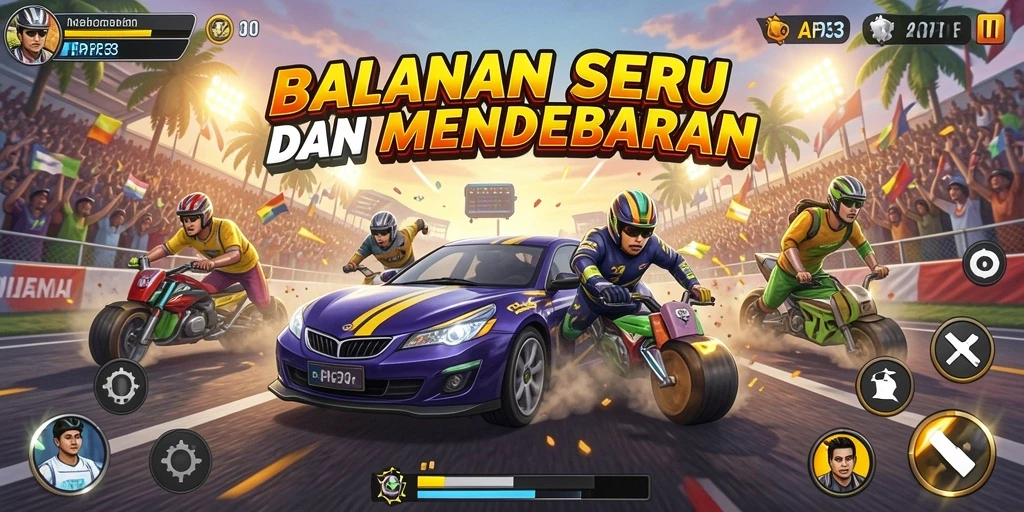 Menampilkan gameplay balapan yang mendebarkan dan nyata.