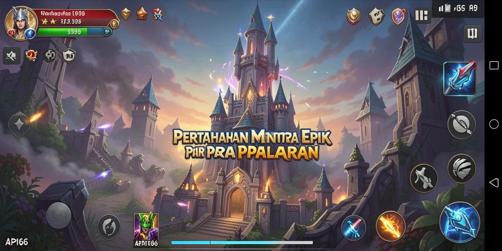 Screenshot gameplay API66 menampilkan aksi Tower Defense seru.