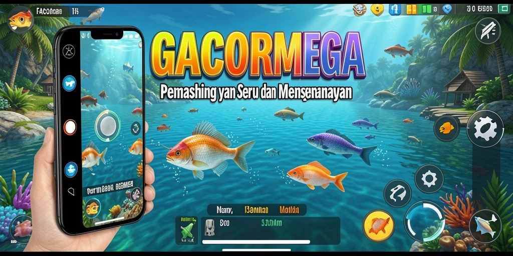 Screenshot gameplay GACORMEGA menampilkan aksi memancing yang penuh tantangan.