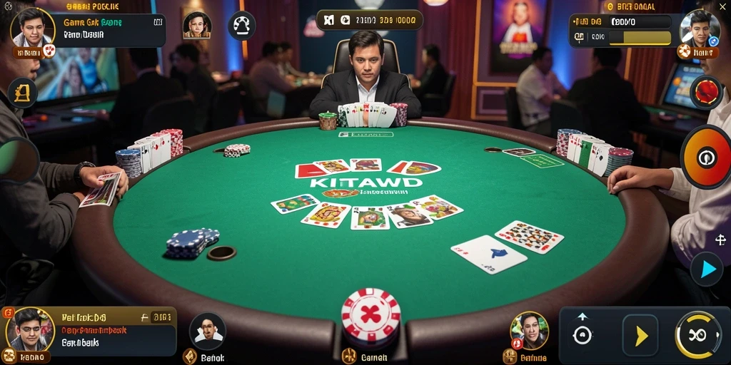 Screenshot KITAWD menampilkan gameplay poker yang seru dan penuh strategi.