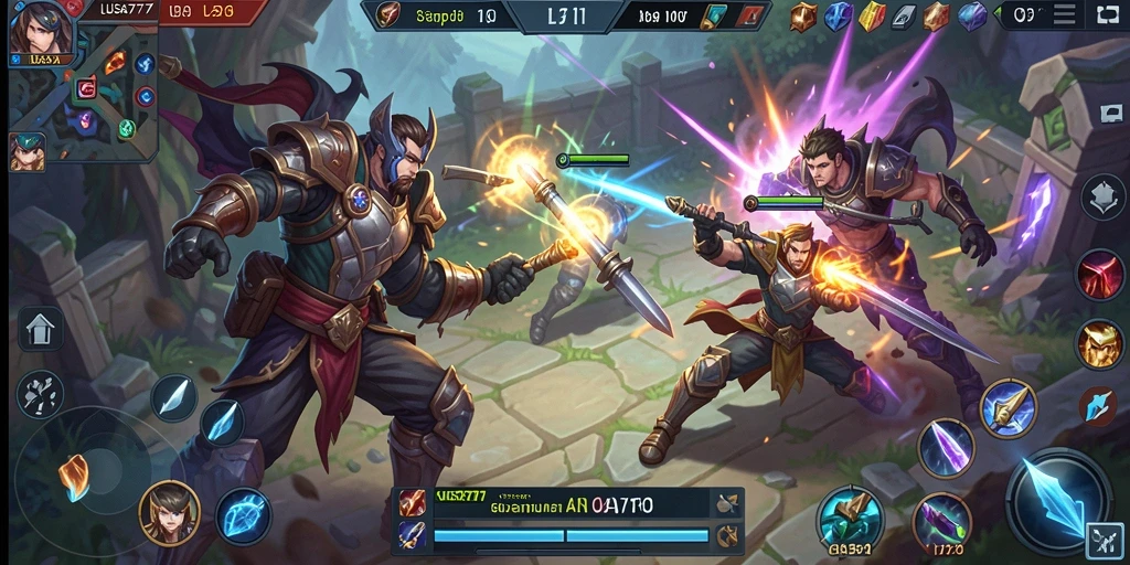 Tangkapan layar dari gameplay seru LUSA777 di arena MOBA.