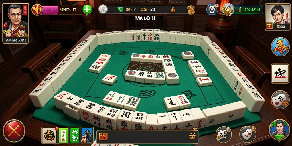 Tampilan gameplay seru di MNDUIT dengan berbagai ubin Mahjong.