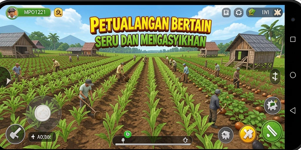 Tangkapan layar MPO1221 menampilkan pemandangan ladang yang indah dan hewan ternak.
