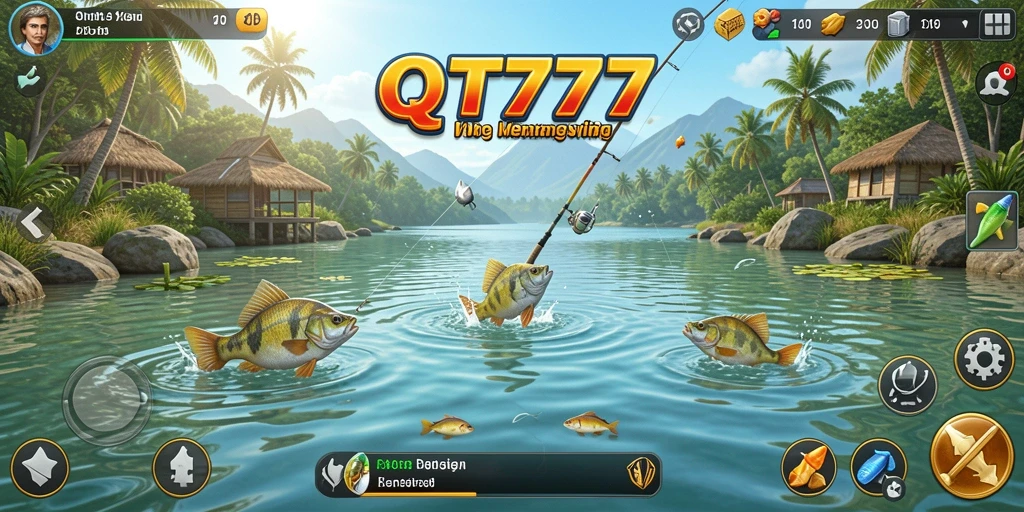 Screenshot gameplay QT777 yang menampilkan aksi memancing seru.
