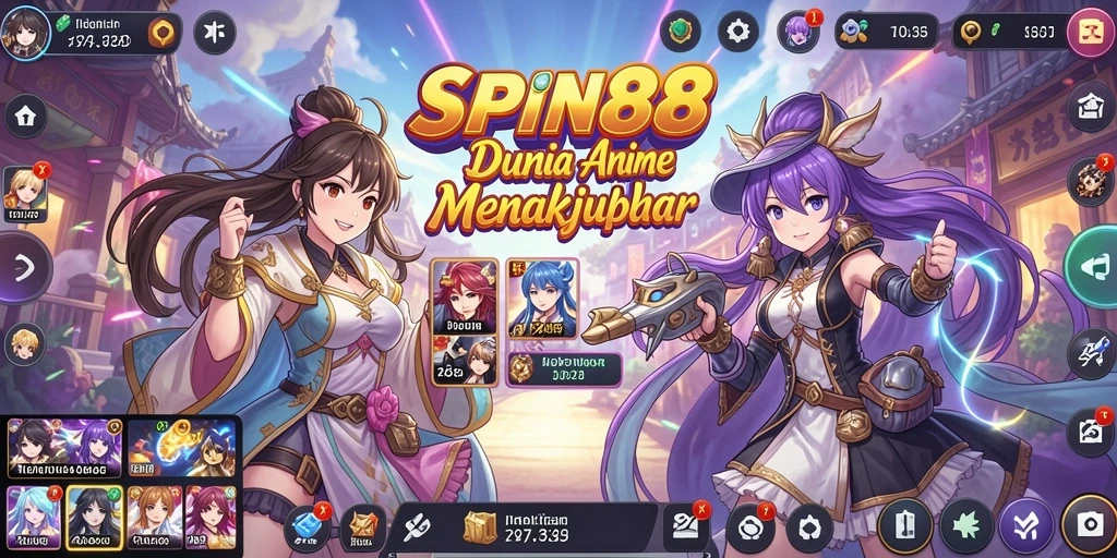 Tampilan gameplay SPIN88 yang penuh aksi dan karakter anime.